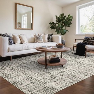 Washable Modern Abstract Area Rug with Non-Slip Backing, Soft Pearl Velvet Low-Pile Carpet, Non-Shedding Durable Indoor Rug for Living Room - 1 of 4