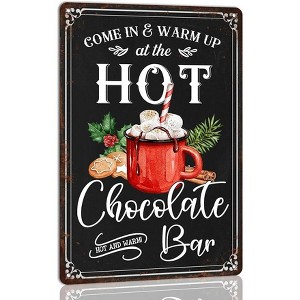 Lomsoe Come in and Warm up at the Hot Chocolate Bar Metal Tin Sign Christmas Sign Vintage Retro Poster Christmas Wall Decor Art Winter Decor 8x12 Inch - 1 of 4