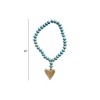 Storied Home Mango Wood Bead Strand with Gold Heart Pendant, Aqua - 3 of 3