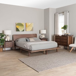 Baxton Studio Alyssa Japandi Walnut Brown Wood 4-Piece Bedroom Set - 1 of 4