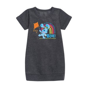 Girls' - Blue's Clues & You! - Can't Have Rainbow Without Blue Graphic Short Sleeve Fleece Dress - 1 of 3