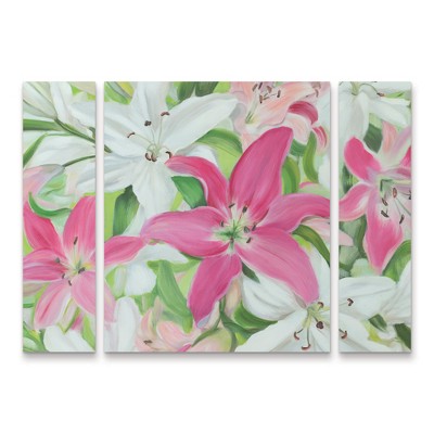 Trademark Fine Art Sandra Lafrate Pink and White Lilies III 3 Piece Panel Set Art