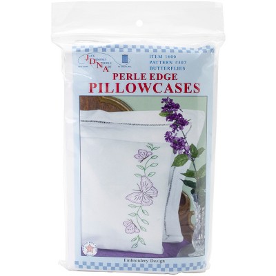 Jack Dempsey Stamped Pillowcases W/White Perle Edge 2/Pkg-Circle Of Butterflies