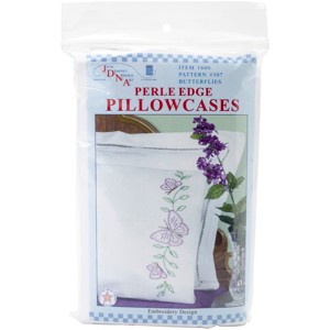 Jack Dempsey Stamped Pillowcases W/White Perle Edge 2/Pkg-Circle Of Butterflies - 1 of 2