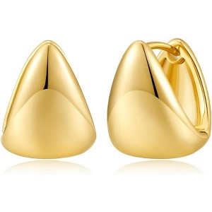 14K Gold Plated Small Square Huggie Hoops for Women | Available in Gold, Silver, Rose Gold & Black - 1 of 4