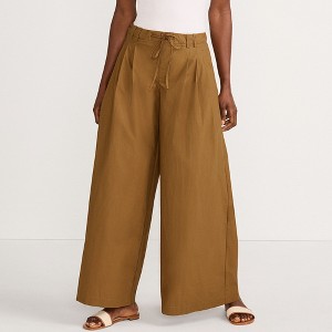 Lands' End Women's Poplin Mid Rise Pleated Slouchy Pants - 1 of 4