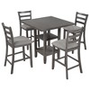 NicBex Dining Table Set for 4  Wooden Counter Height Dining Set with 4 Chairs and Storage Shelving for Kitchen - 2 of 4