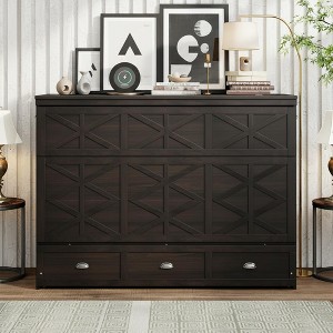 Polibi Modern Queen Murphy Bed Cabinet with USB Charging Station and Large Storage Drawer - 1 of 4