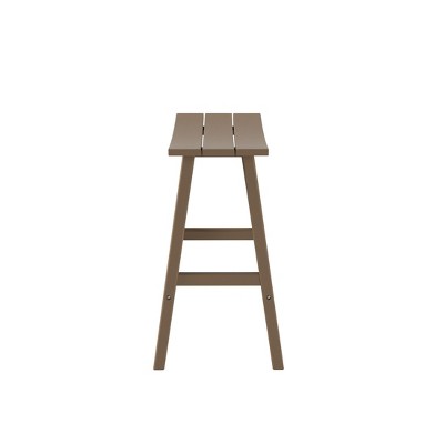 Weathered Wood 29" HDPE Outdoor Saddle Seat Bar Stool