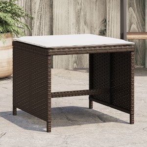 vidaXL Patio Stools with Cushions 4 pcs Brown 15.7"x15.7"x13.8" Poly Rattan - 1 of 4