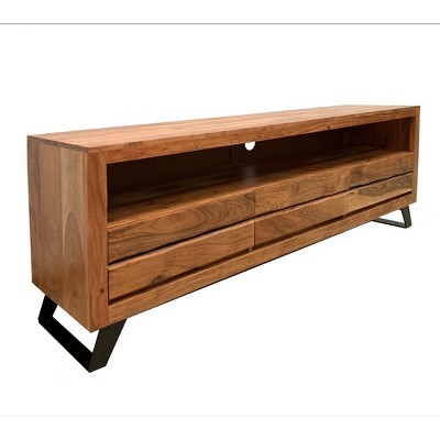 Timbergirl Live Edge Cabinet TV Stand for TVs up to 65" Light Brown : Modern Media Console, Hardwood Frame