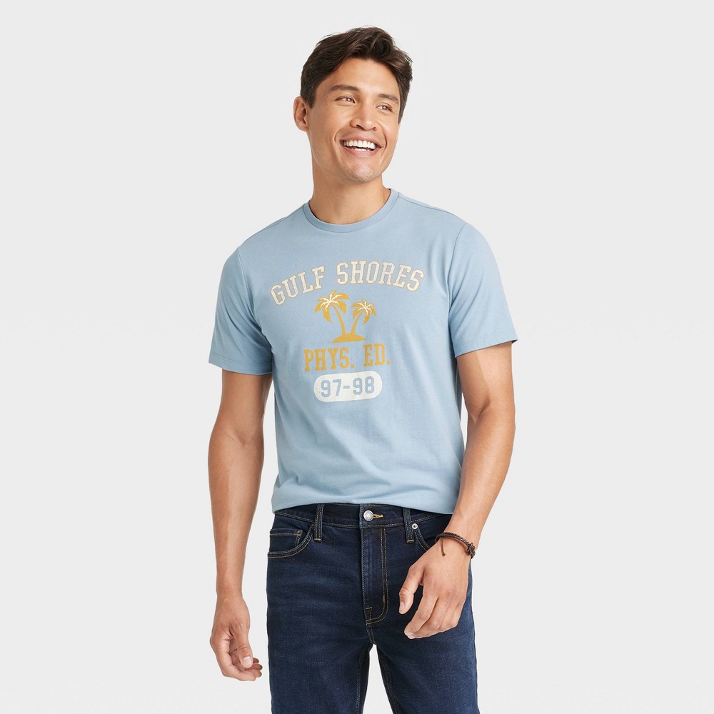 Men's Short Sleeve Graphic T-Shirt - Goodfellow & Co Light Blue XL