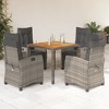 vidaXL Patio Dining Set with Cushions Outdoor Garden Furniture Poly Rattan - Gray 35.4" Table Length 4 Piece - 2 of 4