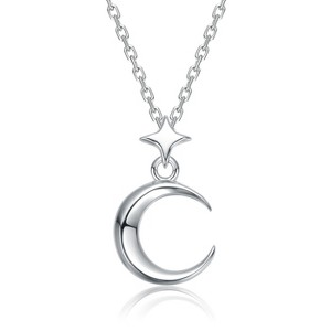 Guili Sleek Crescent Moon and Star Necklace Offers a Celestial-Inspired Design with a Polished Finish for Elegant, Everyday Sparkle - 1 of 2