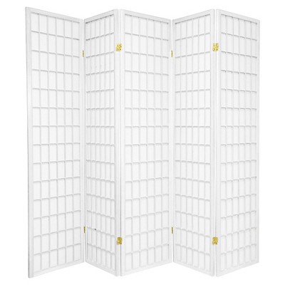 6 ft. Tall Window Pane Shoji Screen - White (5 Panels)