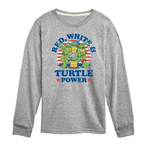 Boys' - Teenage Mutant Ninja Turtles - Red White Turtle Power Long Sleeve Graphic T-Shirt - 1 of 4