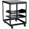 Open Frame Server Rack with Casters, 2 Shelves & Adjustable Height for Network and A/V Equipment - 2 of 4