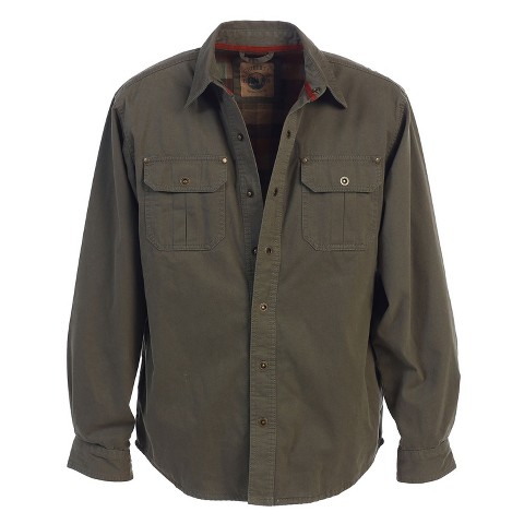 GIOBERTI Men's 100% Cotton Brushed and Soft Twill Shirt Jacket with Flannel Lining, Khaki, M