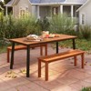 Tangkula Outdoor Solid Wood Bench Backless Dining Bench w/ Slatted Seat - 4 of 4