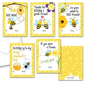 Paper Frenzy Bumble Bee Themed Valentines - 25 pack WITH ENVELOPES - 1 of 4