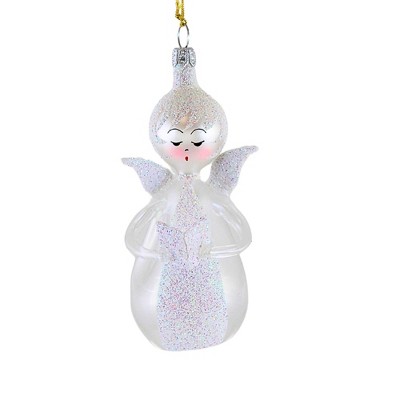 Italian Ornaments 4.0 Inch Clear Angel With Book White Accent Baby Baptism Ornament Tree Ornaments
