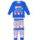 cheibear Kid's Christmas Cute Letters Print Long Sleeve Tee with Pants Loungewear Family Pajama Sets