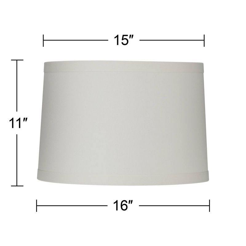 Springcrest Ivory Linen Medium Drum Lamp Shade 15" Top x 16" Bottom x 11" High (Spider) Replacement with Harp and Finial, 5 of 8