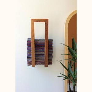 Vertical Wooden Wall Towel Rack for Bathroom Storage – 28" Tall by Kalalou - 1 of 4