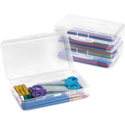 Paaaawaters 3 Pack Pencil Case, Large Hard Pencil Box Bulk, Clear Crayon Box Marker Pen Organizer