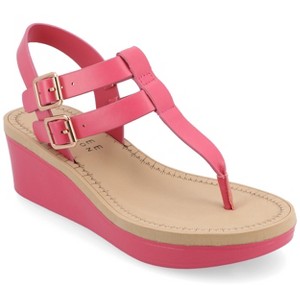 Journee Collection Womens Bianca Wedge Heel Buckle Sandals - 1 of 4
