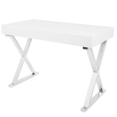 White Wood Contemporary Home Office Desk with Drawer