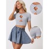 Allegra K Women's Party Glitter Shiny Short Sleeves Cut Out Metallic Fabric Crop Tops - 2 of 4