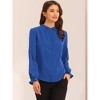 Allegra K Women's Button Down Ruffle Collar Long Sleeve Chiffon Shirt - image 3 of 4