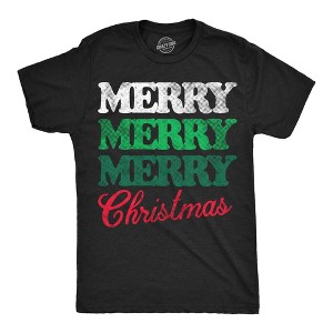 Mens Funny T Shirts Merry Merry Merry Christmas Sarcastic Xmas Graphic Novelty Tee For Men - Crazy Dog Men's T Shirt Gift For Christmas - 1 of 4