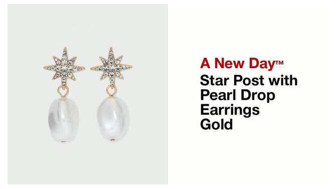 Star Post with Pearl Drop Earrings - A New Day&#8482; Gold, 2 of 7, play video