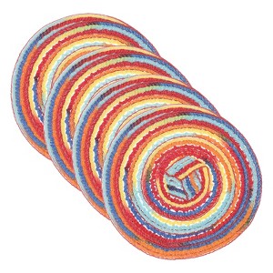Unique Bargains Woven Braided Washable Decorative Round Placemat 4 Pcs - 1 of 4