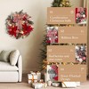24" Pre-Lit Christmas Wreath with Big Bow and Ball for Door Window Indoor Outside Xmas Home Decor, Red and White - 3 of 4