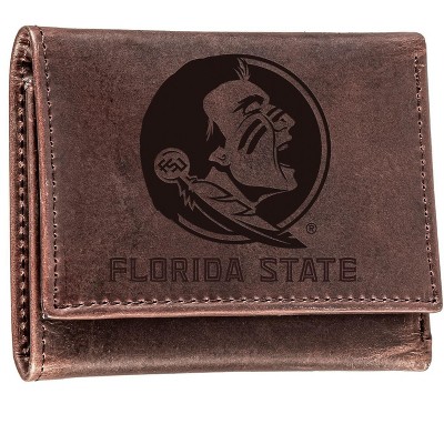 Evergreen NCAA Florida State Seminoles Brown Leather Trifold Wallet Officially Licensed with Gift Box