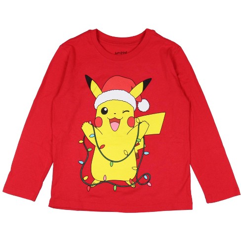 Pokemon Boys' Christmas Santa Pikachu Holiday Kids Long Sleeve Shirt (4 ...