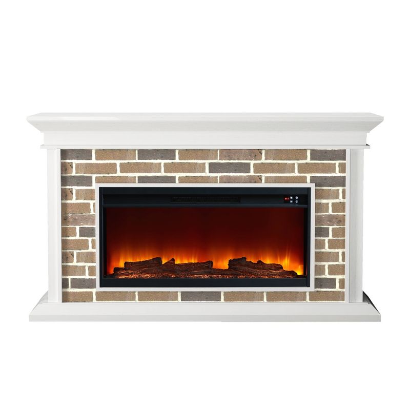 60" Stone Surrounded Freestanding Electric Fireplace - Festivo, 1 of 10