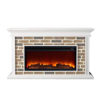60" Stone Surrounded Freestanding Electric Fireplace - Festivo
