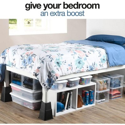 Heavy Duty Black Adjustable Bed and Furniture Risers Set