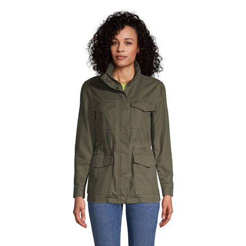 Lands' End Women's Cotton Hooded Jacket with Cargo Pockets - X Large -  Forest Moss