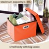 Aoibox Leather Storage Ottoman Foot Rest with Handles, Foldable Footstool for Living Room, Dorm, Entryway, Collapsible Bench Seat Organizer in Orange - 3 of 4