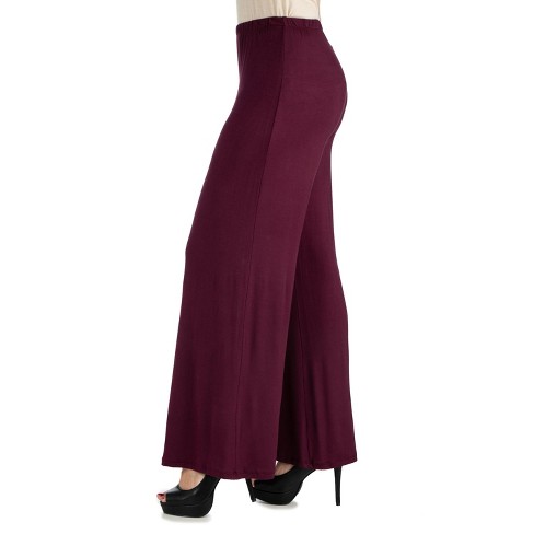 Womens Comfortable Solid Color Palazzo Pants-wine-1x : Target