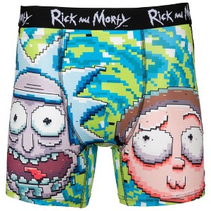 Mens Rick and Morty with Portal Pixelated Boxer Briefs - 1 of 4
