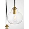 Elegant Lighting Destry 3 Lights Brass Pendant With Clear Glass - 3 of 4
