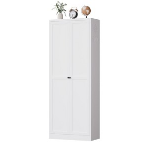 Yukimo 72"H White Metal Pantry Cabinet - Tool-Free Assembly Freestanding Storage Organizer with Magnetic Doors for Kitchen/Pantry/Bathroom - 1 of 4