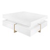 LIVAREEmlen Minimalist White Square Coffee Table with Storage Drawers, Living Room Table, Easy to Clean - 2 of 4
