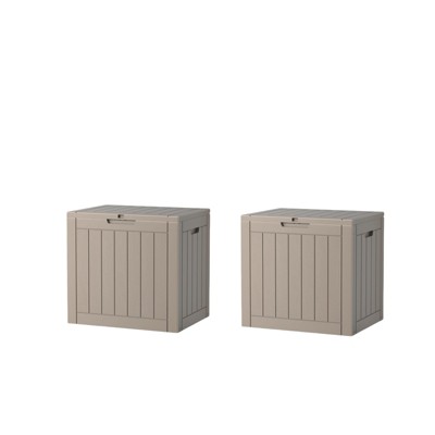 Naysaye Deck Boxes, 2-Piece 30 Gal Outdoor Storage Deck Box, Small Patio Storage Bin for Garden Tools, Brown, 22.09"*17.09"*20.87"